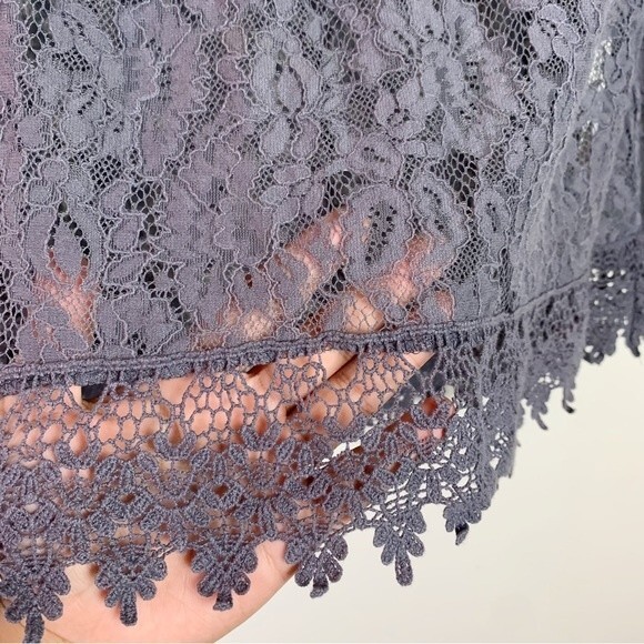 Knox Rose Gray Lace Sheer Long Sleeve Blouse Size XS Women - Picture 7 of 10